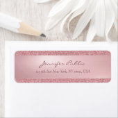 Elegant Roos Goud Glitter Handgeschreven Naam Scri Etiket (Insitu)