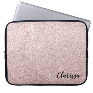 elegant roos goud glitter laptop sleeve