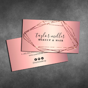 Elegant roos goud glitter lijst make-up & haar visitekaartje