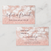 Elegant roos goud glitter make-up artiest aanbevelingskaartje (Voorkant / Achterkant)