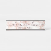 Elegant roos goud glitter make-up artiest bureau naambordje (Voorkant)