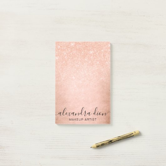 Elegant roos goud glitter make-up artiest post-it® notes (Op bureau)