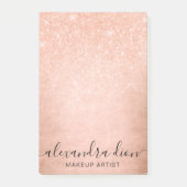 Elegant roos goud glitter make-up artiest post-it® notes (Voorkant)