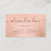 Elegant roos goud glitter make-up artiest visitekaartje (Achterkant)