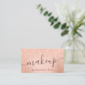 Elegant roos goud glitter make-up artiest visitekaartje (Staand voorkant)
