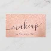 Elegant roos goud glitter make-up artiest visitekaartje (Voorkant)