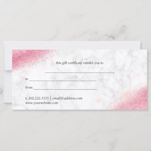 Elegant roos goud glitter marmer make-up kunstenaa (Achterkant)