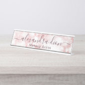 Elegant roos goud glitter marmer make-up kunstenaa bureau naambordje (Voorkant)