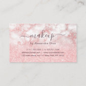 Elegant roos goud glitter marmer make-up kunstenaa klantenkaartje (Achterkant)