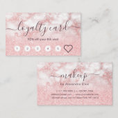 Elegant roos goud glitter marmer make-up kunstenaa klantenkaartje (Voorkant / Achterkant)