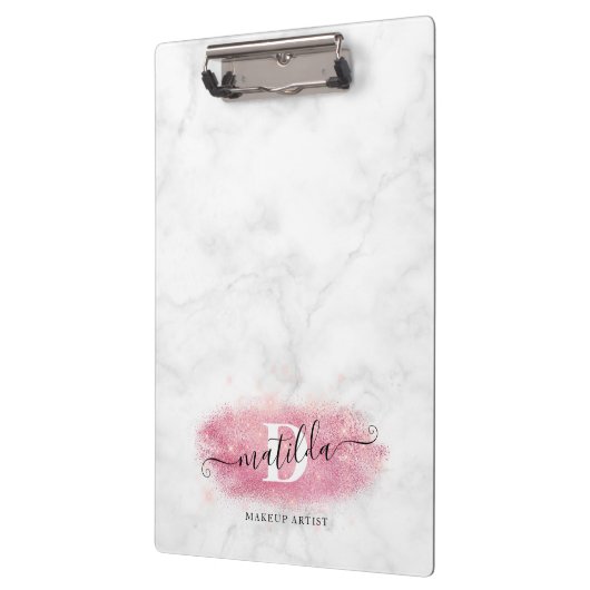 Elegant roos goud glitter marmer make-up kunstenaa klembord (Links)