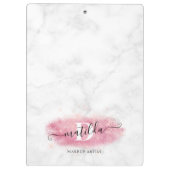 Elegant roos goud glitter marmer make-up kunstenaa klembord (Achterkant)