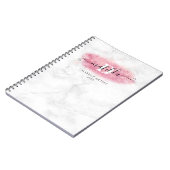 Elegant roos goud glitter marmer make-up kunstenaa notitieboek (Linkerzijde)