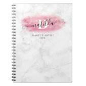 Elegant roos goud glitter marmer make-up kunstenaa notitieboek (Voorkant)