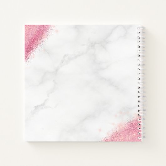 Elegant roos goud glitter marmer make-up kunstenaa notitieboek (Achterkant)
