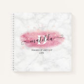 Elegant roos goud glitter marmer make-up kunstenaa notitieboek (Voorkant)