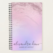 Elegant roos goud glitter marmer make-up kunstenaa planner (Voorkant)