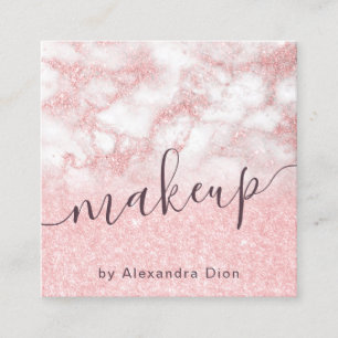 Elegant roos goud glitter marmer make-up kunstenaa vierkante visitekaartje