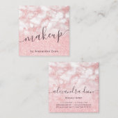 Elegant roos goud glitter marmer make-up kunstenaa vierkante visitekaartje (Voorkant / Achterkant)