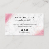 Elegant roos goud glitter marmer make-up kunstenaa visitekaartje (Achterkant)