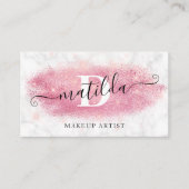 Elegant roos goud glitter marmer make-up kunstenaa visitekaartje (Voorkant)