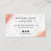 Elegant roos goud glitter marmer make-up kunstenaa visitekaartje (Achterkant)
