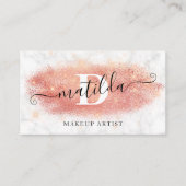 Elegant roos goud glitter marmer make-up kunstenaa visitekaartje (Voorkant)