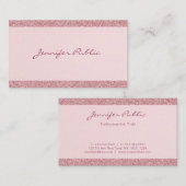 Elegant Roos Goud Glitter Modern Handgeschreven Te Visitekaartje (Voorkant / Achterkant)