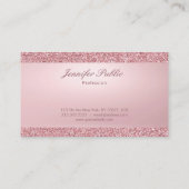 Elegant Roos Goud Glitter Modern Handgeschreven Visitekaartje (Achterkant)