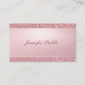 Elegant Roos Goud Glitter Modern Handgeschreven Visitekaartje (Voorkant)