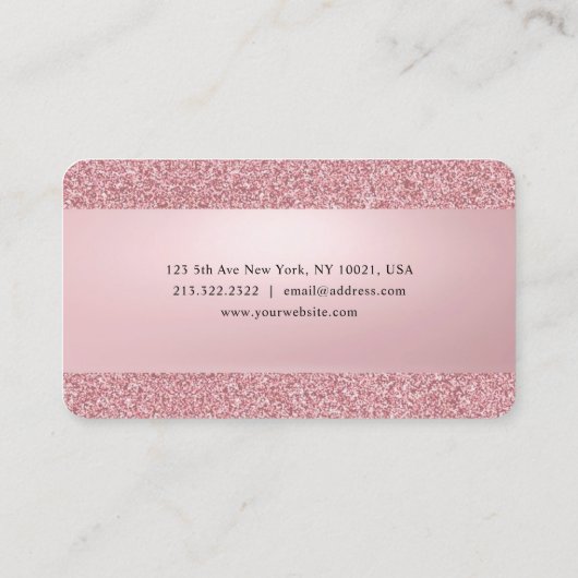 Elegant Roos Goud Glitter Modern Professioneel Visitekaartje (Achterkant)