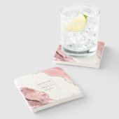 Elegant Roos Goud Glitter Monogram Pas getrouwd St Stenen Onderzetter (Zijkant)