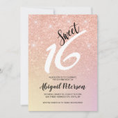 Elegant roos goud glitter ombre zestien kaart (Voorkant)