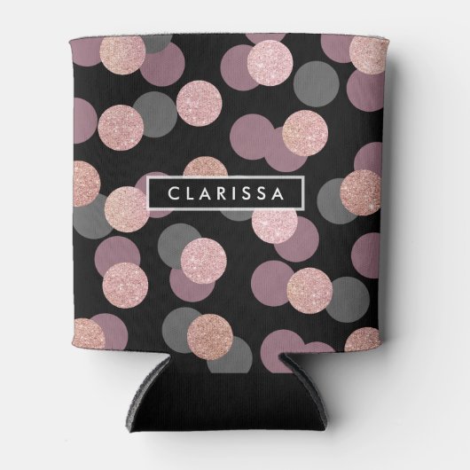 elegant roos goud glitter pastel roze confetti blikjeskoeler (Voorkant)