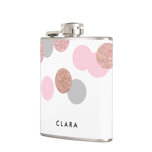 elegant roos goud glitter pastel roze confetti heupfles (Links)