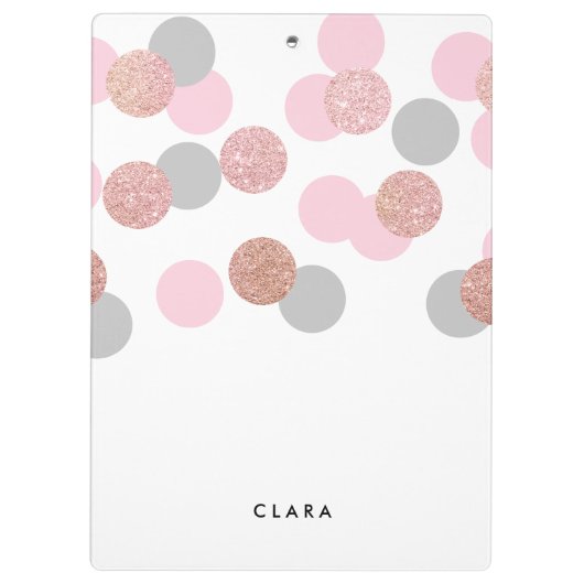 elegant roos goud glitter pastel roze confetti klembord (Achterkant)