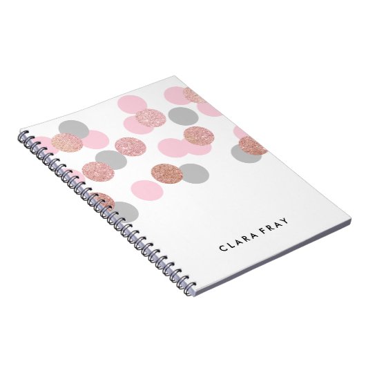 elegant roos goud glitter pastel roze confetti notitieboek (Rechterzijde)