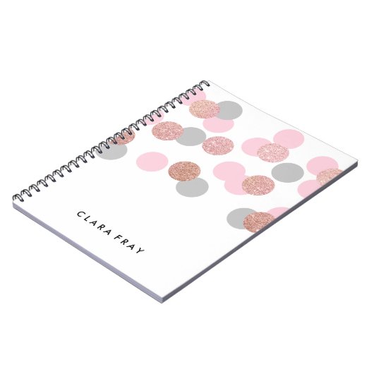 elegant roos goud glitter pastel roze confetti notitieboek (Linkerzijde)