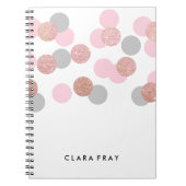 elegant roos goud glitter pastel roze confetti notitieboek (Voorkant)