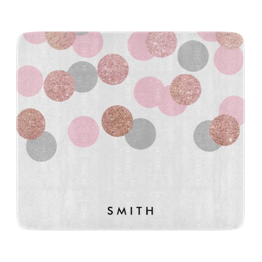 elegant roos goud glitter pastel roze confetti snijplank (Voorkant)