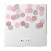 elegant roos goud glitter pastel roze confetti tegeltje (Voorkant)
