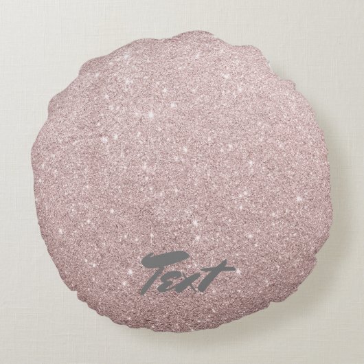 elegant roos goud glitter rond kussen (Achterkant)