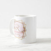 Elegant Roos Goud Glitter Roos Monogram Koffiemok (Voorkant links)
