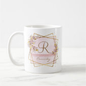 Elegant Roos Goud Glitter Roos Monogram Koffiemok (Links)