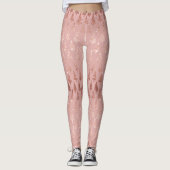Elegant roos goud glitter + roze mauve xmas bomen leggings (Voorkant)