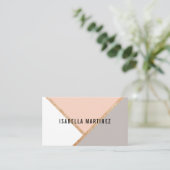 Elegant roos goud glitter roze wit kleurenblok visitekaartje (Staand voorkant)