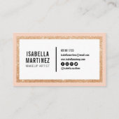 Elegant roos goud glitter roze wit kleurenblok visitekaartje (Achterkant)