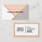Elegant roos goud glitter roze wit kleurenblok visitekaartje (Voorkant / Achterkant)