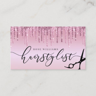 Elegant roos goud glitter schaar haarstylist squ visitekaartje