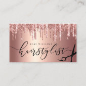 Elegant roos goud glitter scissers haarstylist squ visitekaartje (Voorkant)